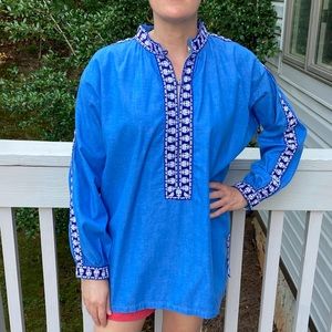 Vintage embroidered denim hippy shirt